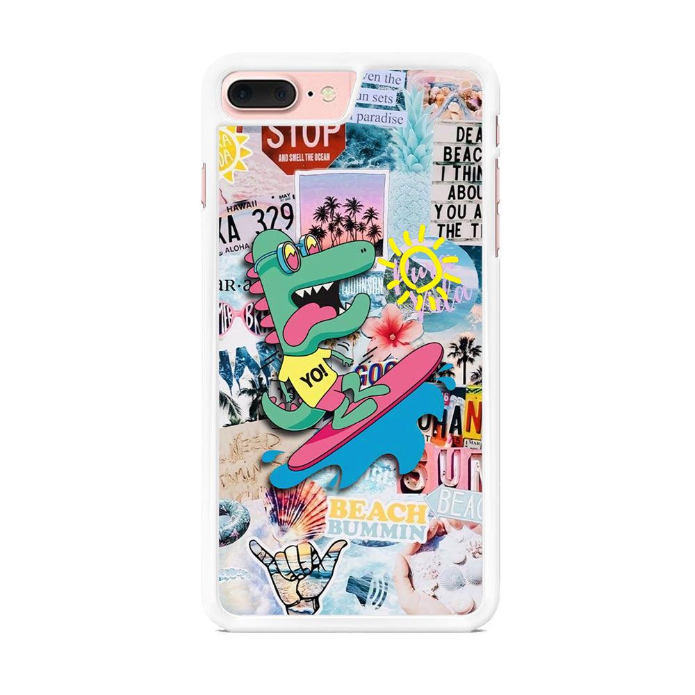 Dinosaur Surfing Time iPhone 8 Plus Case-Oxvistore