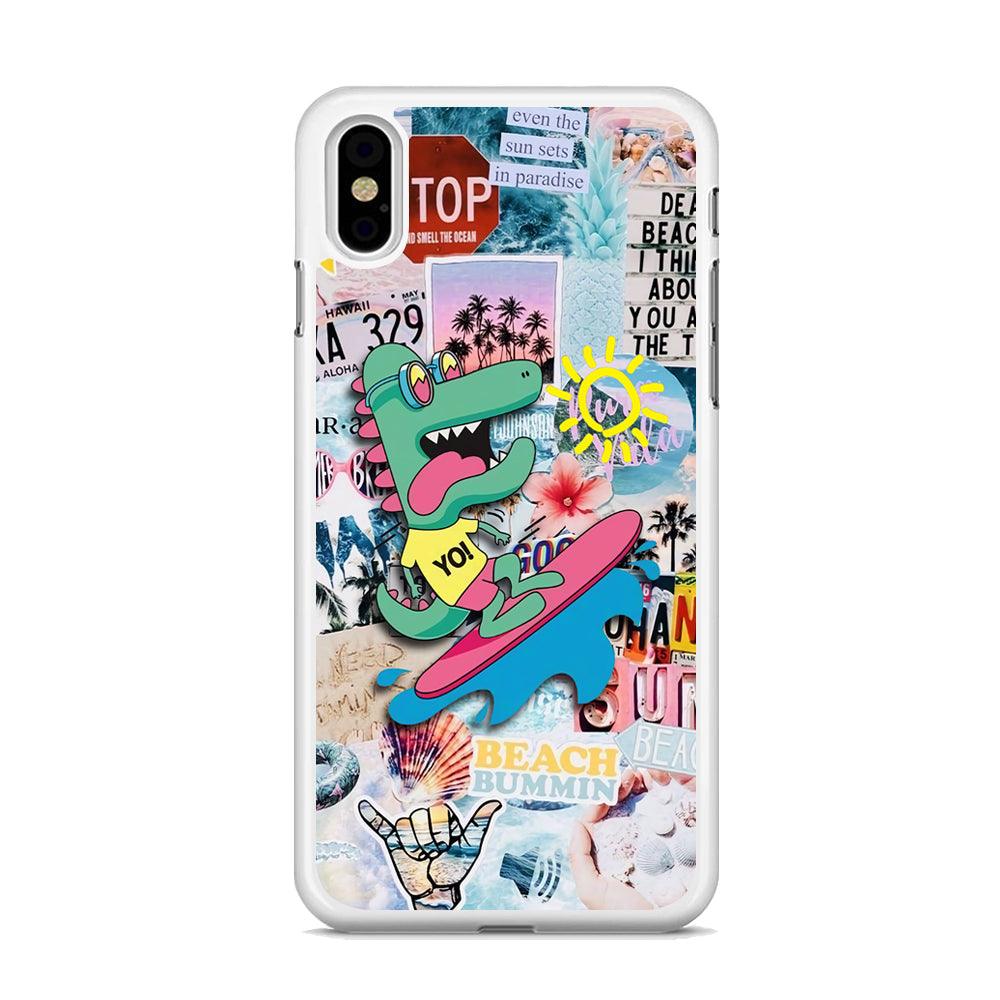 Dinosaur Surfing Time iPhone X Case-Oxvistore