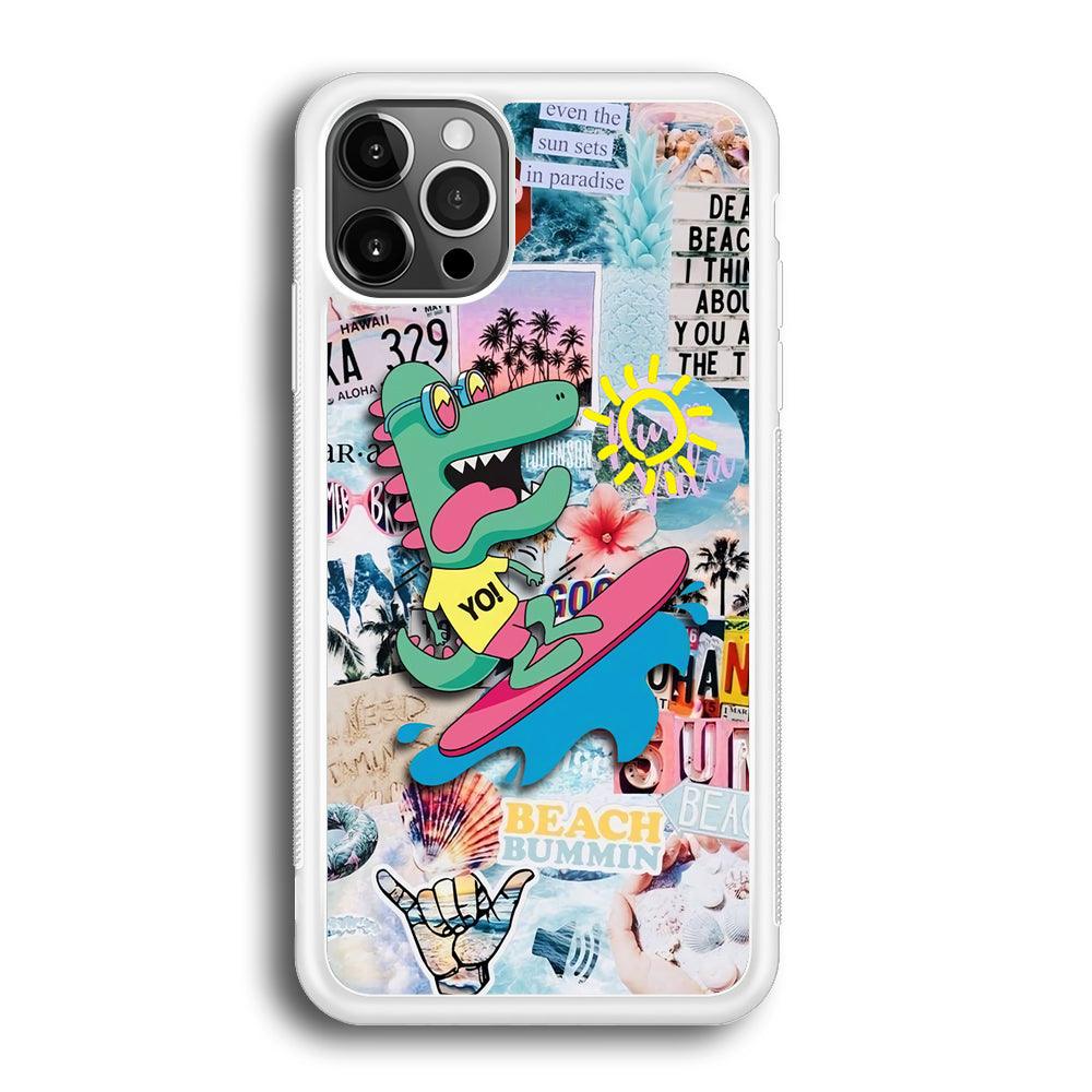 Dinosaur Surfing Time iPhone 12 Pro Case-Oxvistore