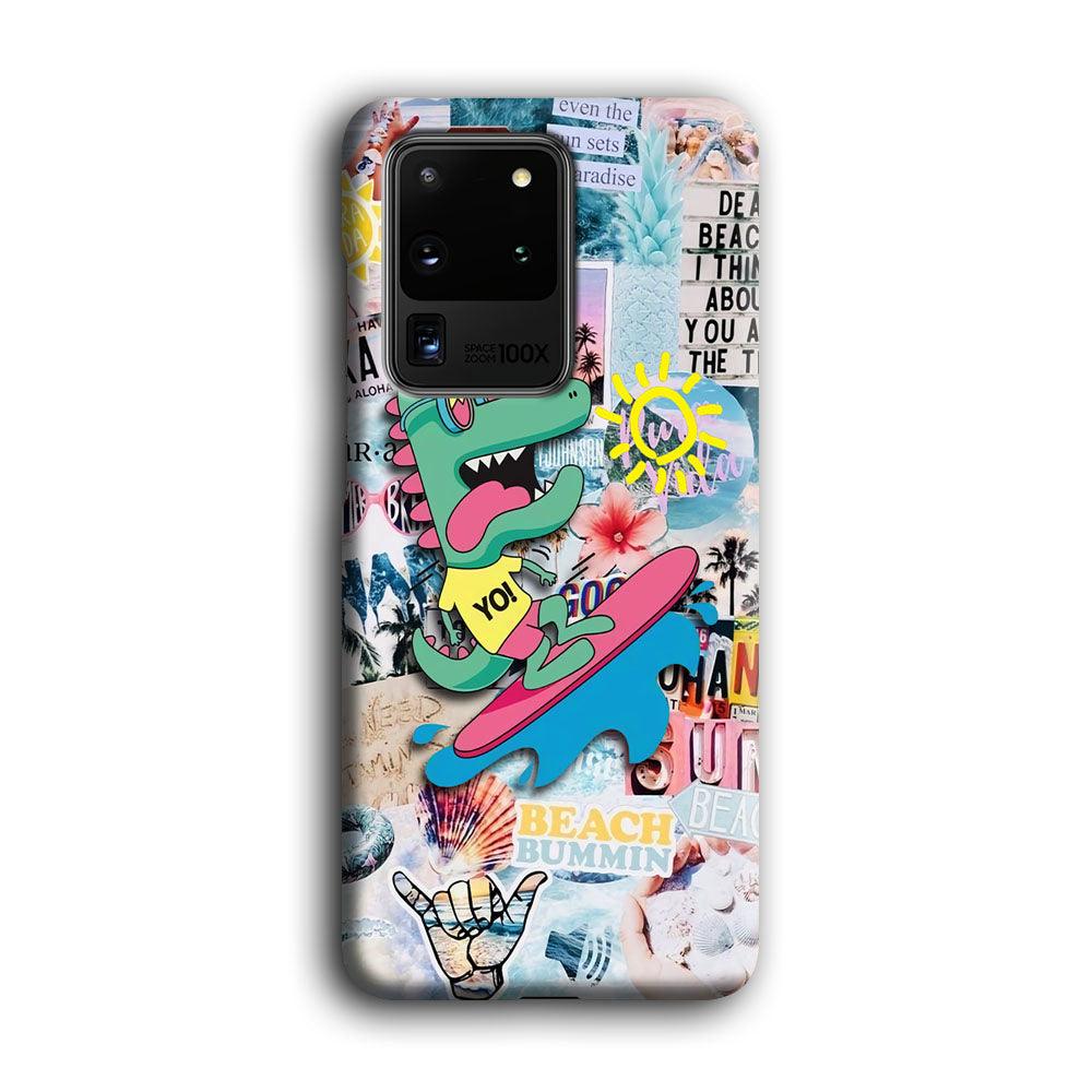 Dinosaur Surfing Time Samsung Galaxy S20 Ultra Case-Oxvistore