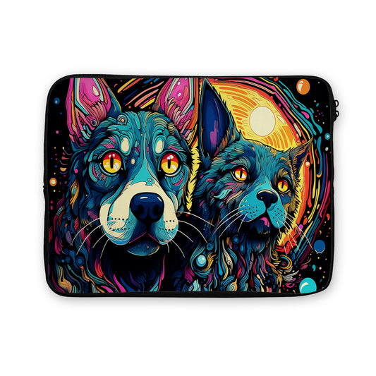 Dog Cat Colorful Art Laptop Sleeve Protective Cover