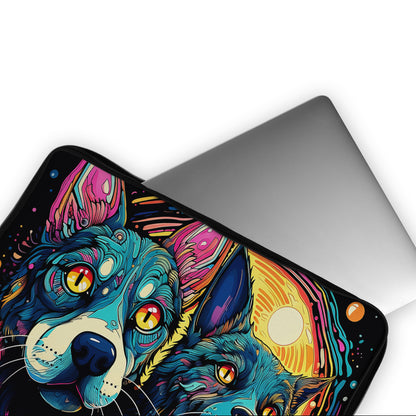 Dog Cat Colorful Art Laptop Sleeve Protective Cover