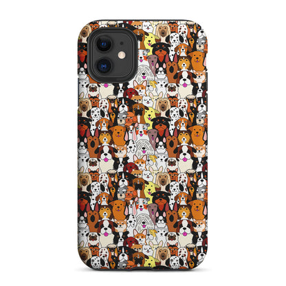 Doodle Dogs Colorful Pattern 2 in 1 Tough Phone Case