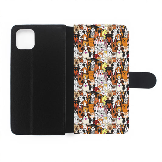 Doodle Dogs Colorful Pattern Flip Wallet Phone Case