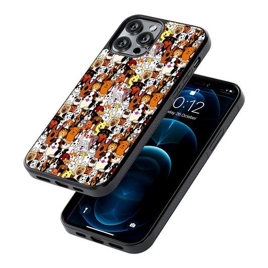 Doodle Dogs Colorful Pattern 2D Rubber Phone Case-Oxvistore