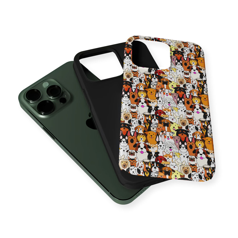 Doodle Dogs Colorful Pattern 2 in 1 Tough Phone Case