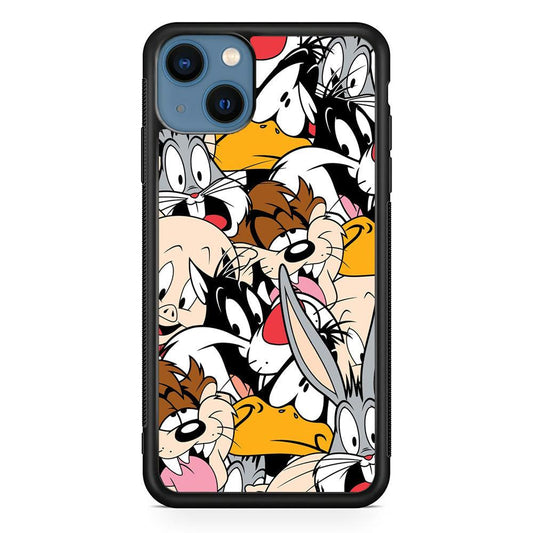 Doodle Looney Tunes Stars iPhone 13 Case-Rubber White (2D Case)-Oxvistore