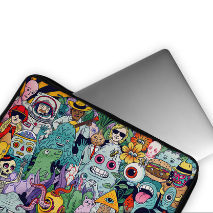 Doodle Monster and Alien Laptop Sleeve Protective Cover