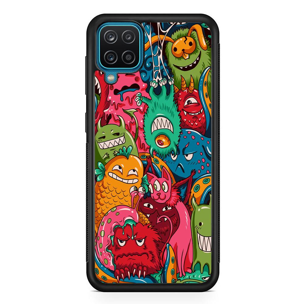 Doodle Monsters Get Together and Laugh Samsung Galaxy A12 Case-Oxvistore