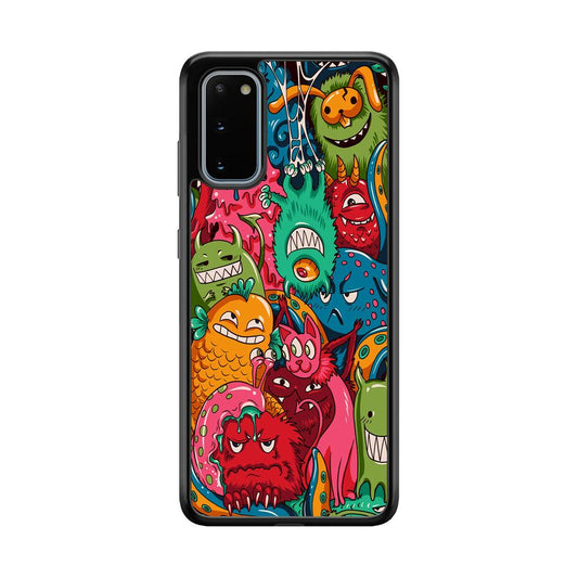 Doodle Monsters Get Together and Laugh Samsung Galaxy S20 Case-Oxvistore