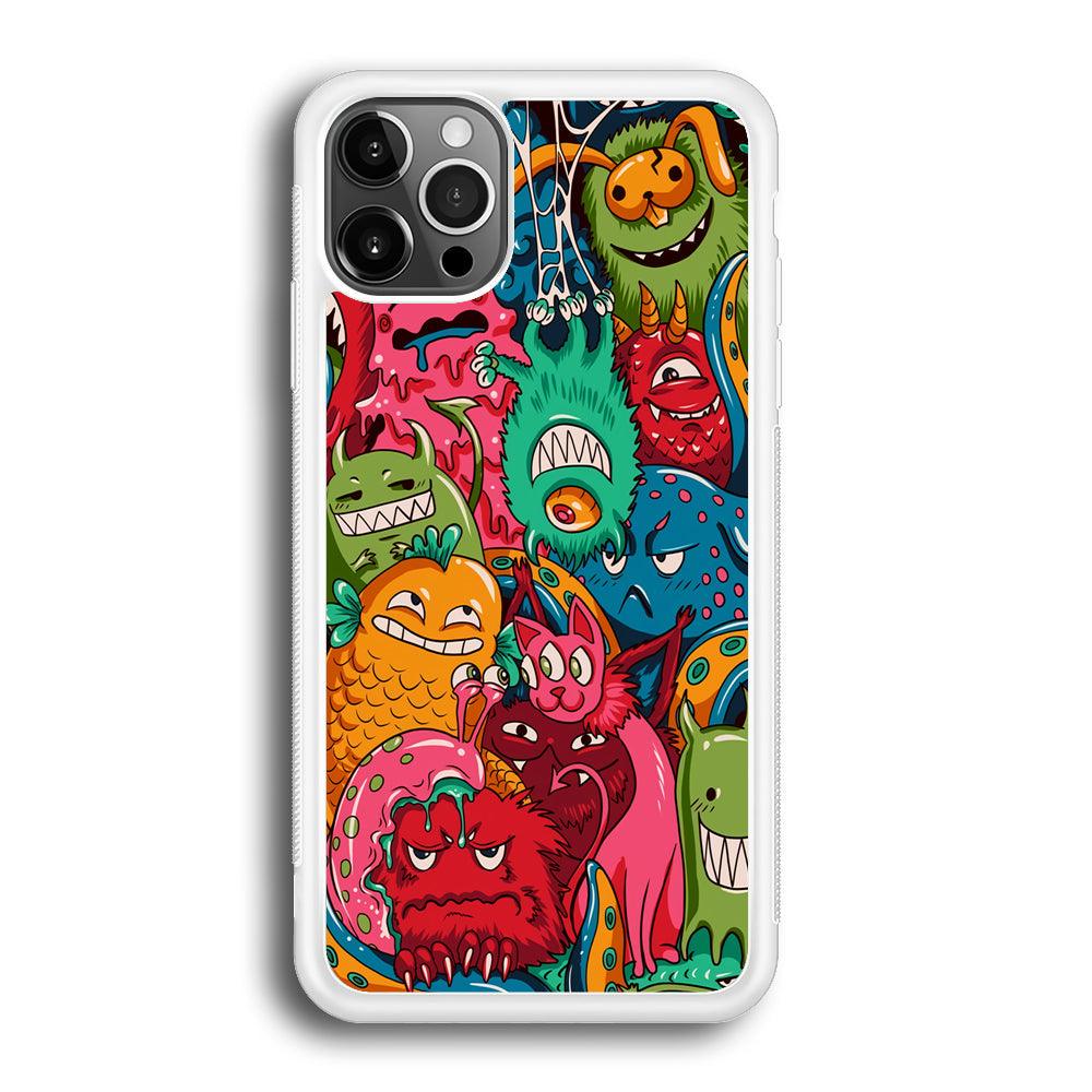 Doodle Monsters Get Together and Laugh iPhone 12 Pro Case-Oxvistore