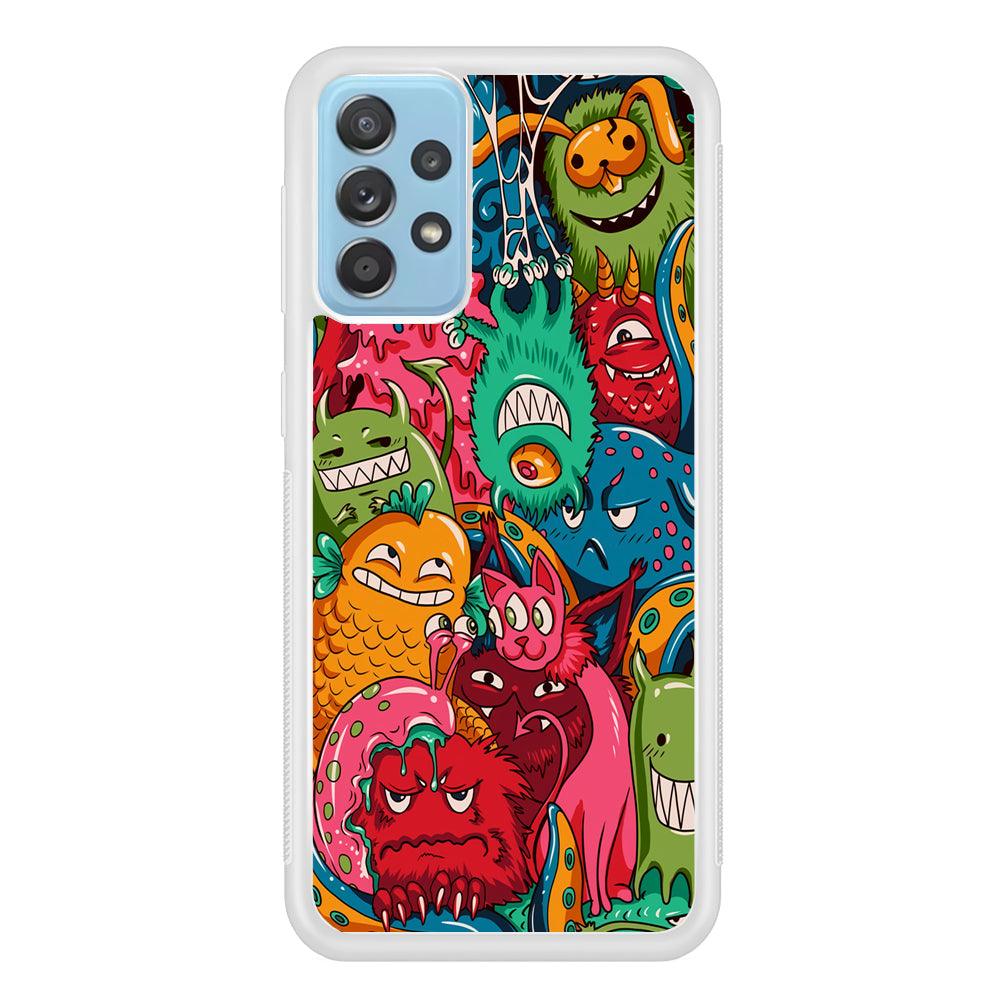 Doodle Monsters Get Together and Laugh Samsung Galaxy A52 Case-Oxvistore