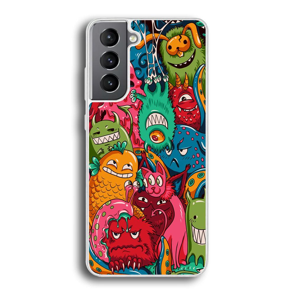 Doodle Monsters Get Together and Laugh Samsung Galaxy S21 Plus Case-Oxvistore