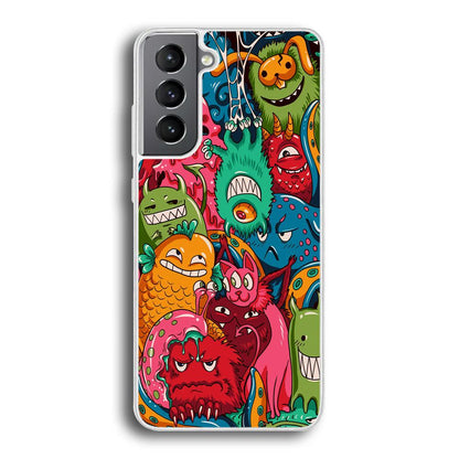 Doodle Monsters Get Together and Laugh Samsung Galaxy S21 Plus Case-Oxvistore