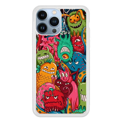 Doodle Monsters Get Together and Laugh iPhone 13 Pro Case-Oxvistore