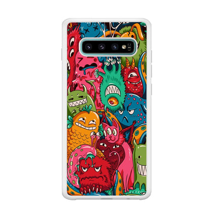 Doodle Monsters Get Together and Laugh Samsung Galaxy S10 Plus Case-Oxvistore