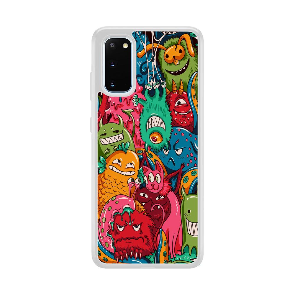 Doodle Monsters Get Together and Laugh Samsung Galaxy S20 Case-Oxvistore