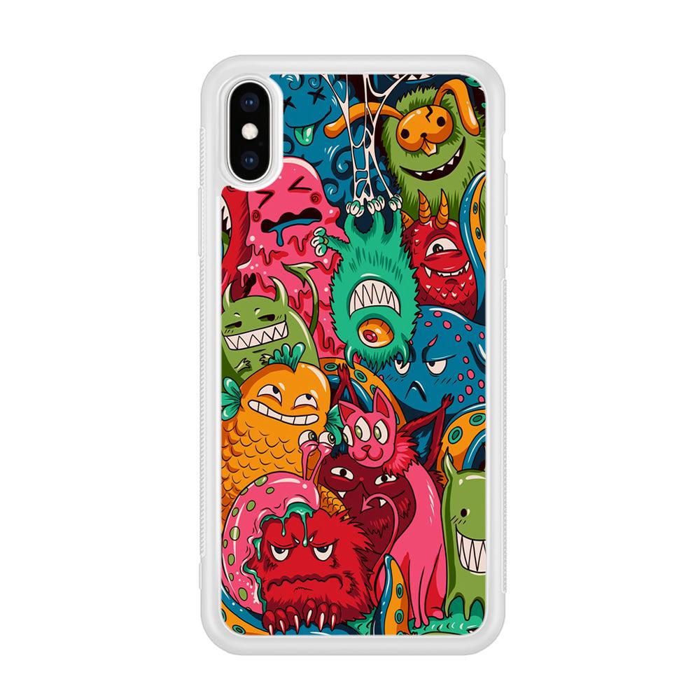 Doodle Monsters Get Together and Laugh iPhone X Case-Oxvistore