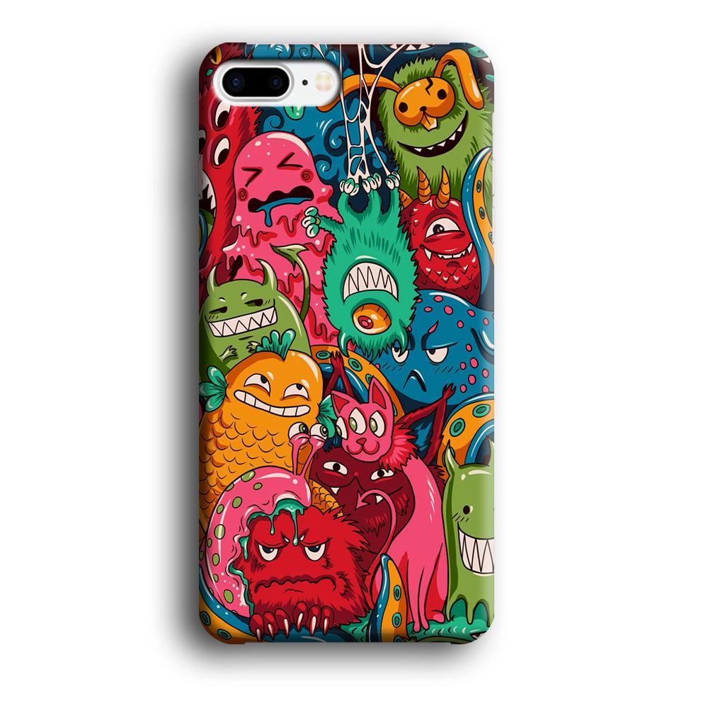 Doodle Monsters Get Together and Laugh iPhone 8 Plus Case-Oxvistore