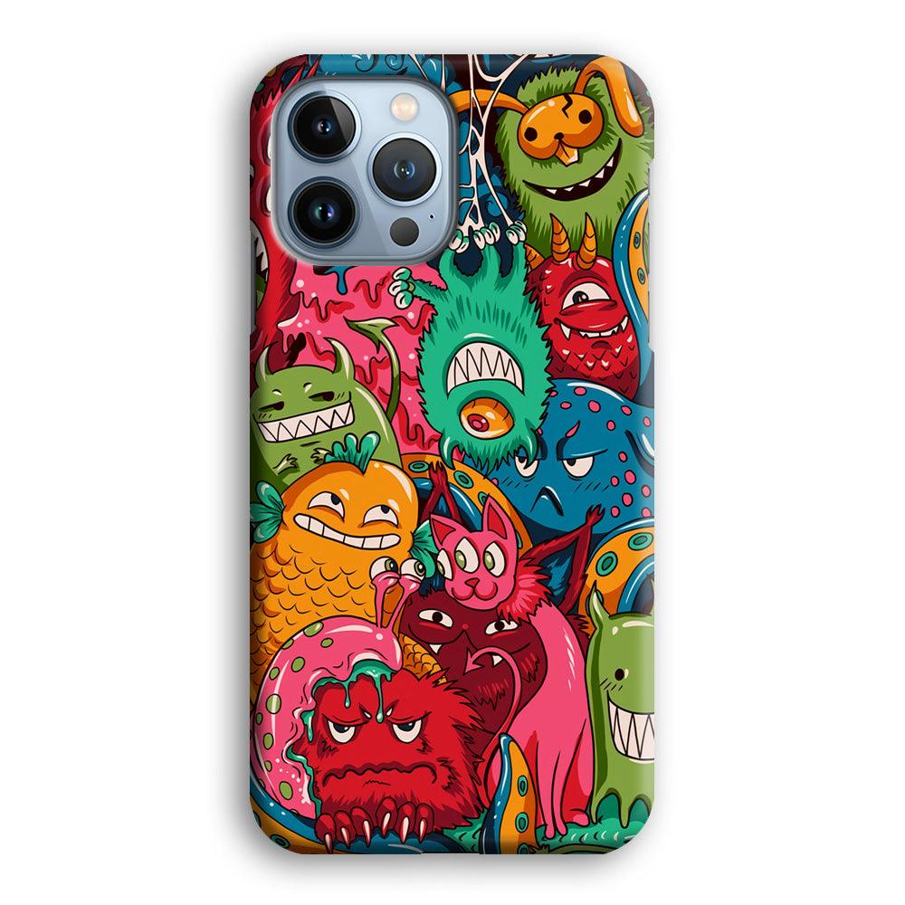 Doodle Monsters Get Together and Laugh iPhone 15 Pro Max Case-Oxvistore