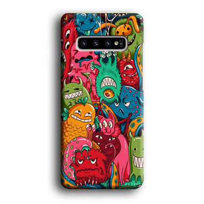 Doodle Monsters Get Together and Laugh Samsung Galaxy S10 Plus Case-Oxvistore