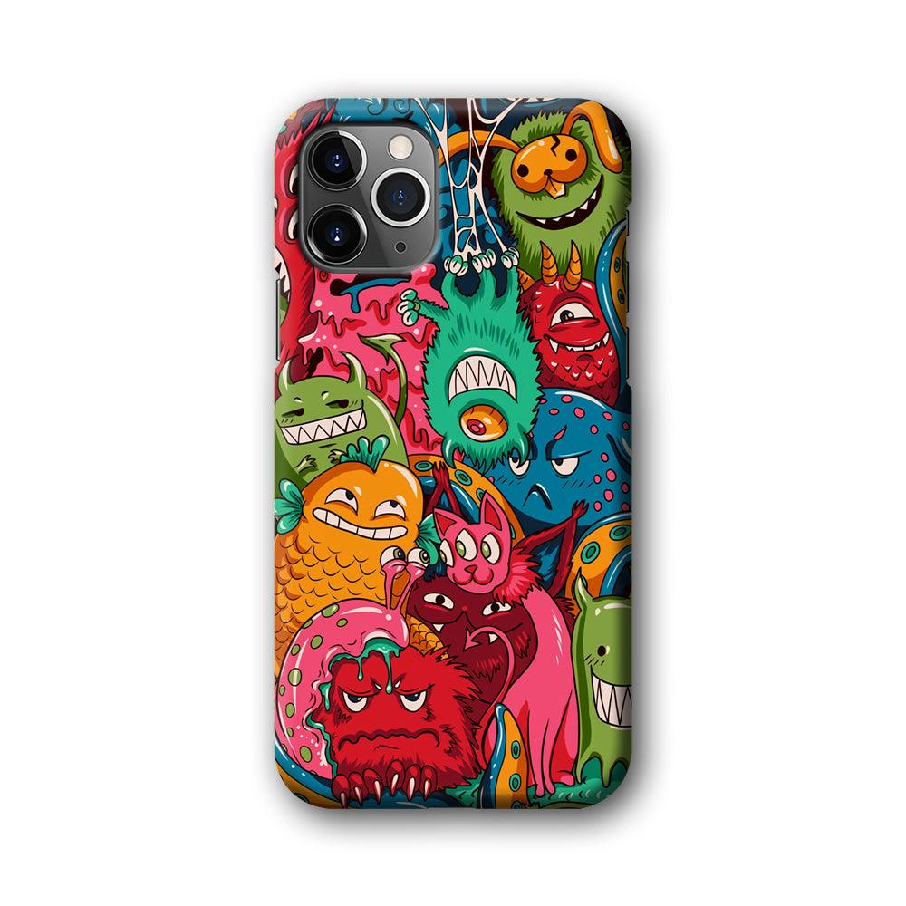 Doodle Monsters Get Together and Laugh iPhone 11 Pro Case-Oxvistore