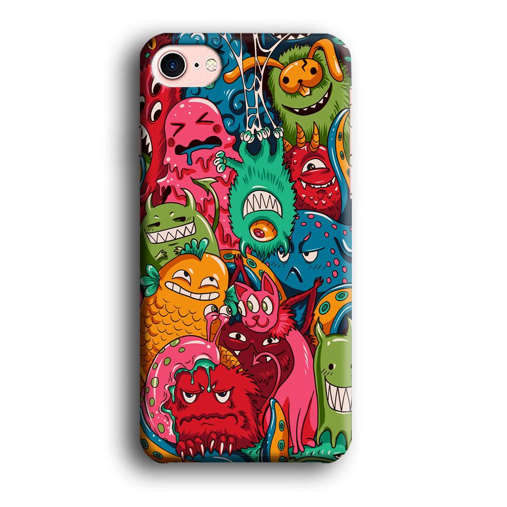 Doodle Monsters Get Together and Laugh iPhone 8 Case-Oxvistore