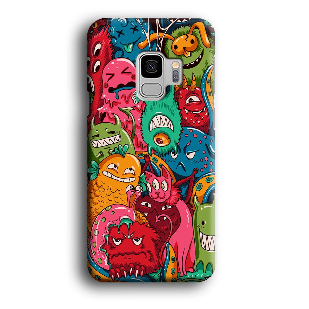 Doodle Monsters Get Together and Laugh Samsung Galaxy S9 Case-Oxvistore