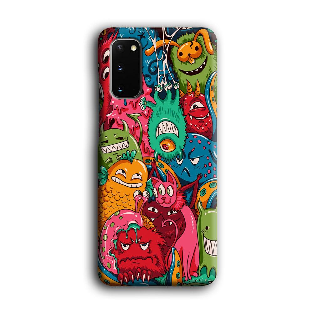 Doodle Monsters Get Together and Laugh Samsung Galaxy S20 Case-Oxvistore