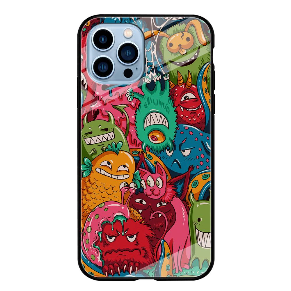 Doodle Monsters Get Together and Laugh iPhone 14 Pro Max Case-Oxvistore