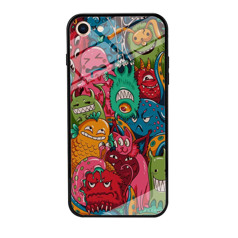 Doodle Monsters Get Together and Laugh iPhone 8 Case-Oxvistore