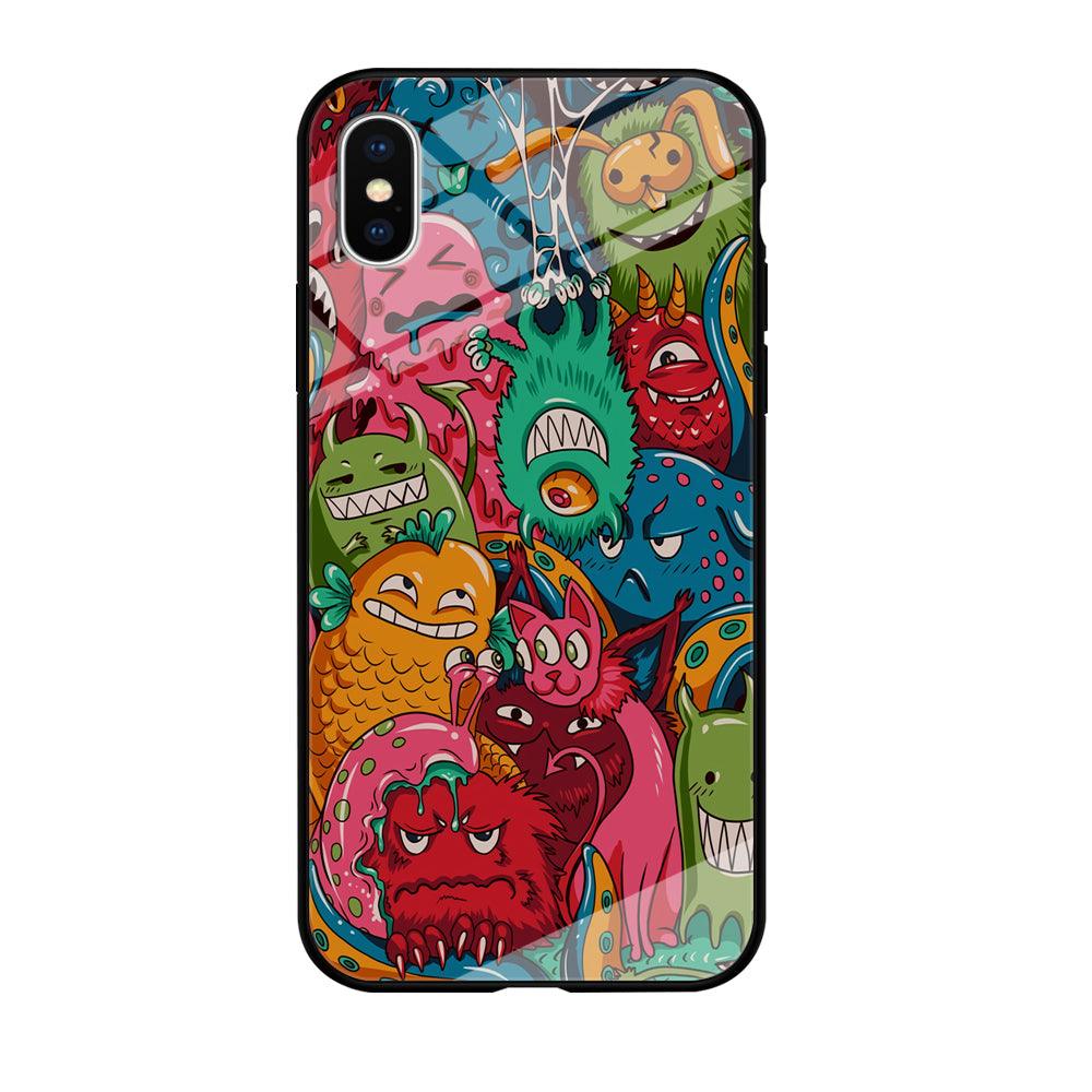 Doodle Monsters Get Together and Laugh iPhone X Case-Oxvistore