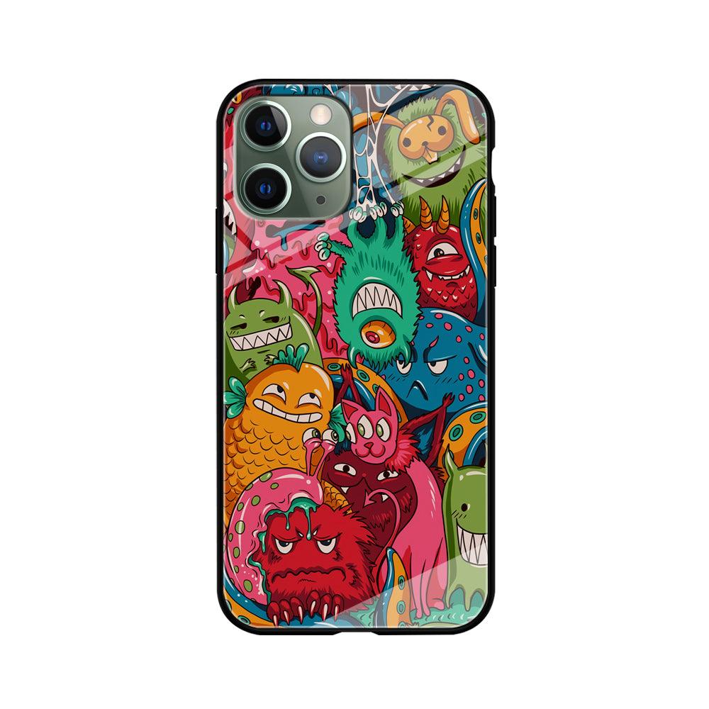 Doodle Monsters Get Together and Laugh iPhone 11 Pro Case-Oxvistore