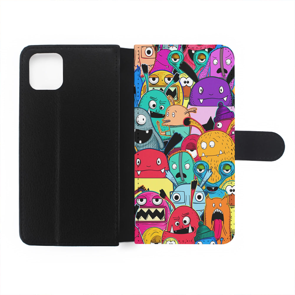 Doodle Monsters Graffiti Art Flip Wallet Phone Case