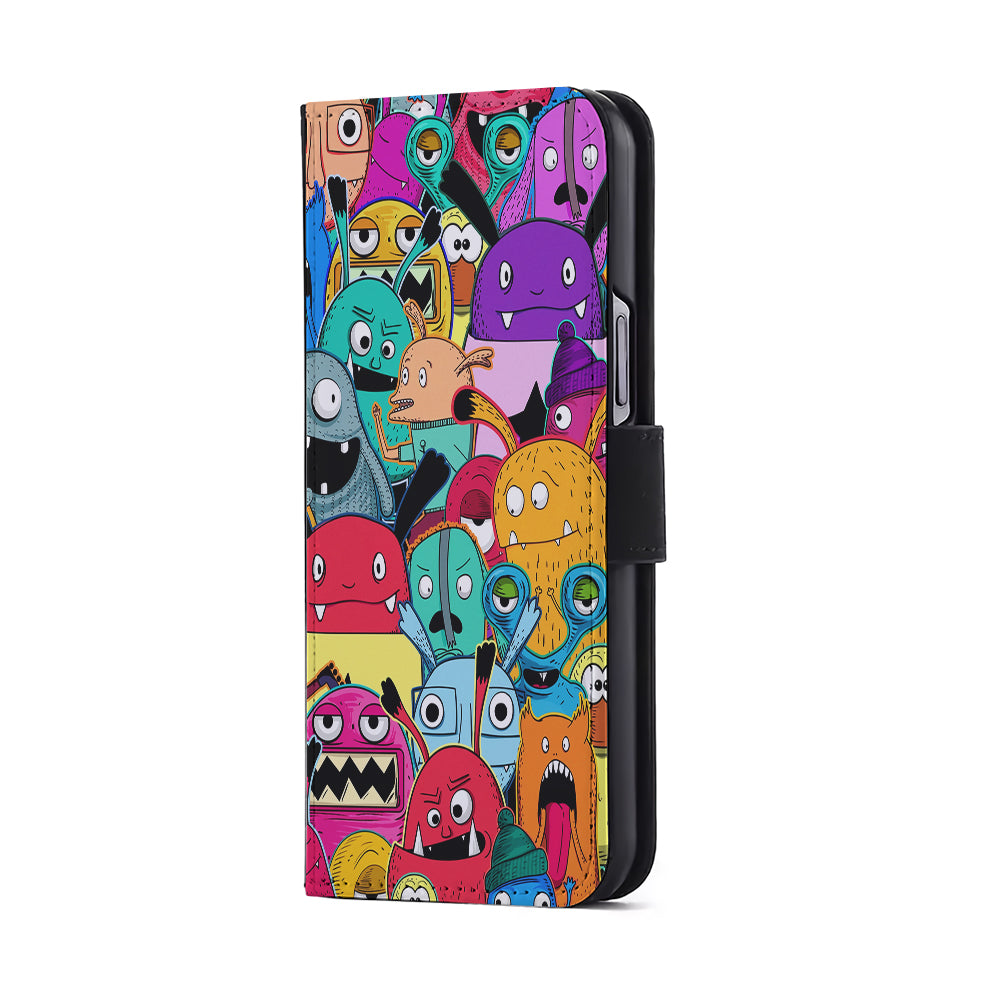 Doodle Monsters Graffiti Art Flip Wallet Phone Case