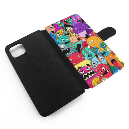 Doodle Monsters Graffiti Art Flip Wallet Phone Case