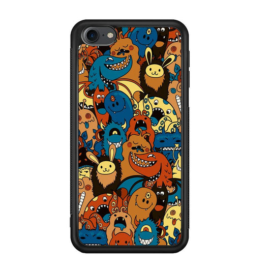 Doodle Monsters Take a Rest With Smile iPod Touch 6 Case-Rubber Black (2D Case)-Oxvistore