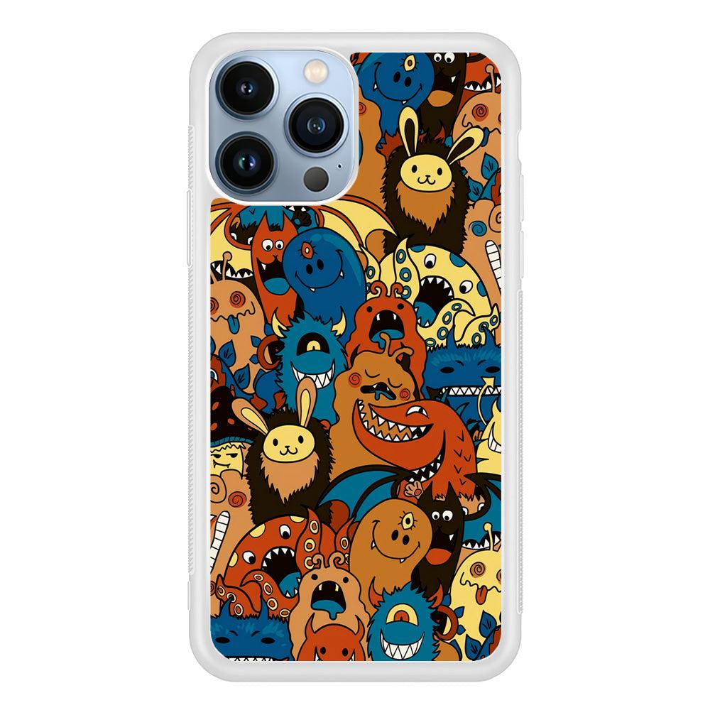 Doodle Monsters Take a Rest With Smile iPhone 13 Pro Case-Oxvistore