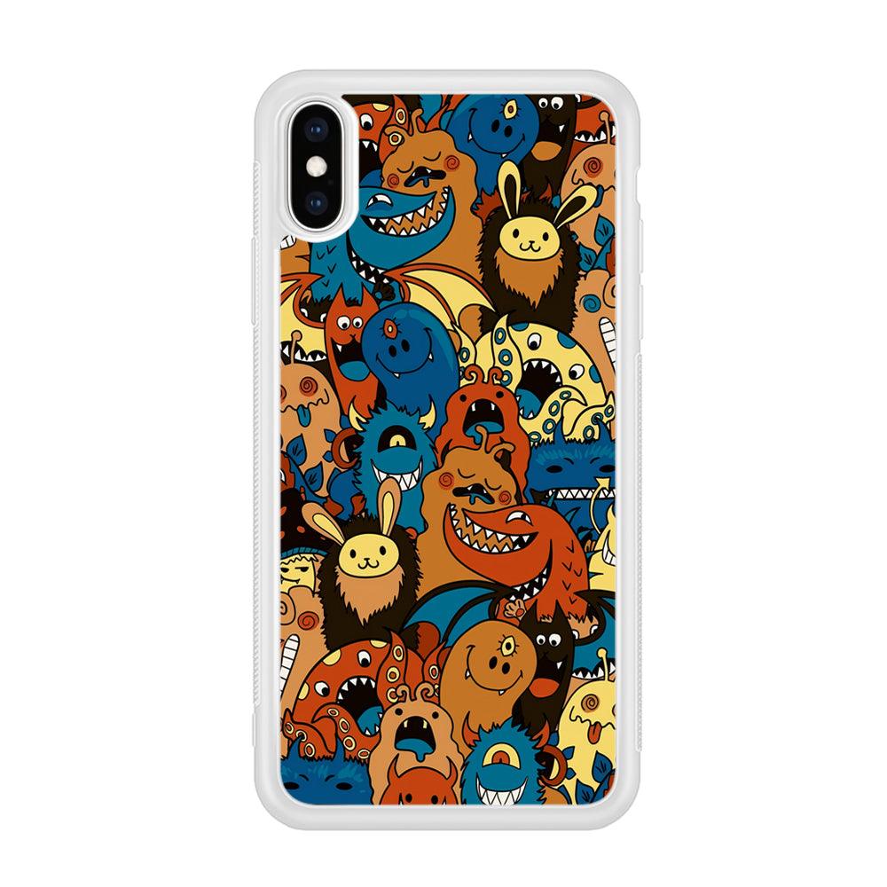 Doodle Monsters Take a Rest With Smile iPhone X Case-Oxvistore