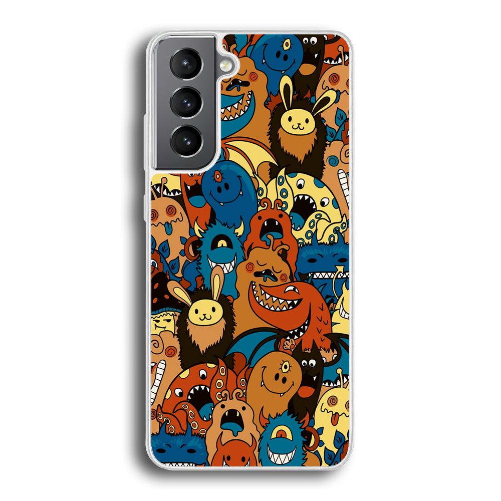 Doodle Monsters Take a Rest With Smile Samsung Galaxy S21 Plus Case-Oxvistore