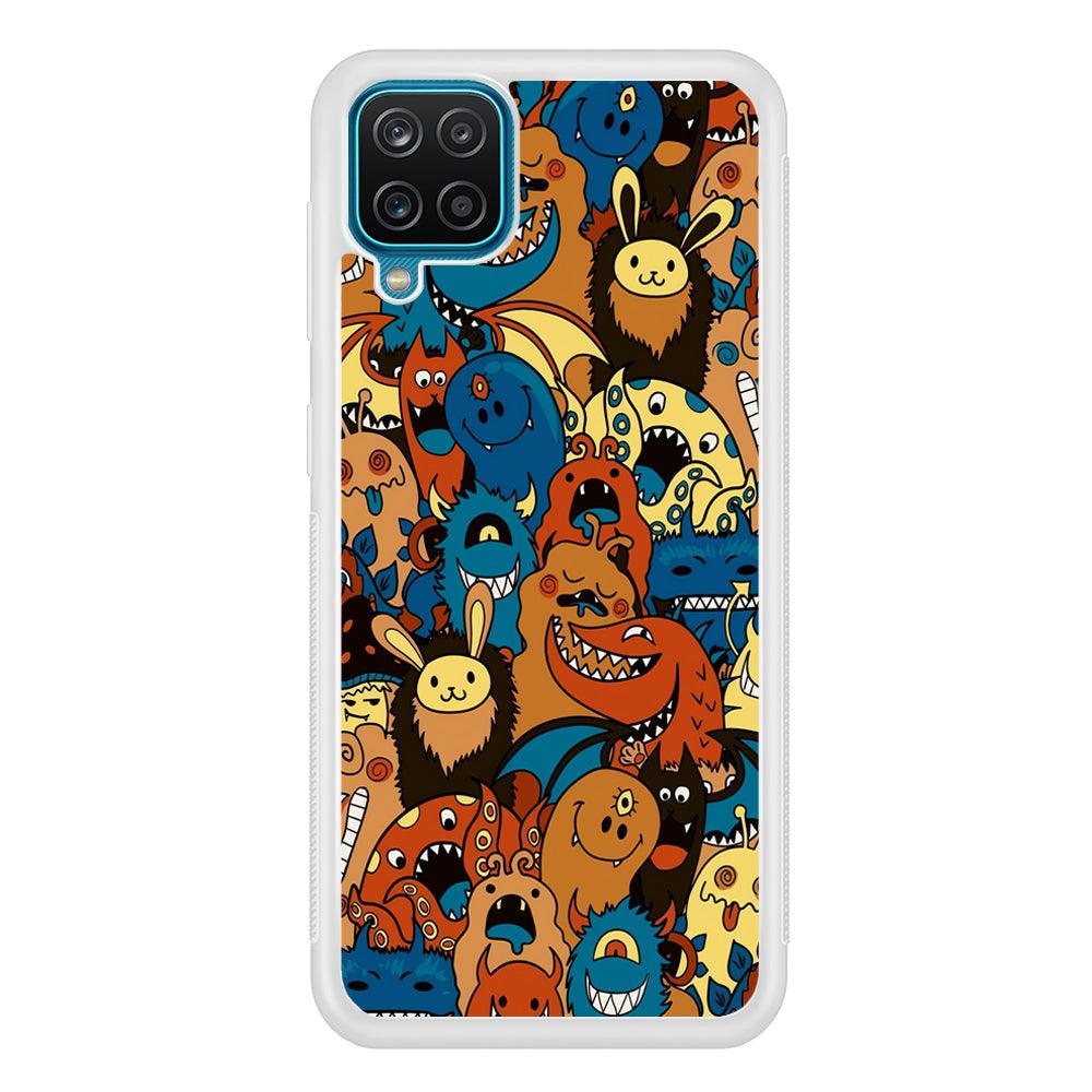 Doodle Monsters Take a Rest With Smile Samsung Galaxy A12 Case-Oxvistore