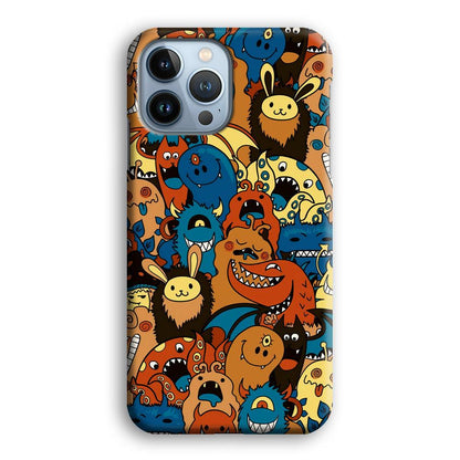 Doodle Monsters Take a Rest With Smile iPhone 15 Pro Case-Oxvistore