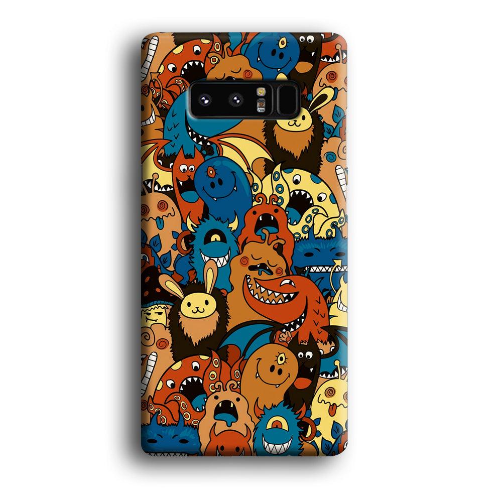 Doodle Monsters Take a Rest With Smile Samsung Galaxy Note 8 Case-Oxvistore