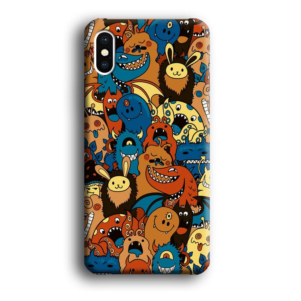 Doodle Monsters Take a Rest With Smile iPhone X Case-Oxvistore