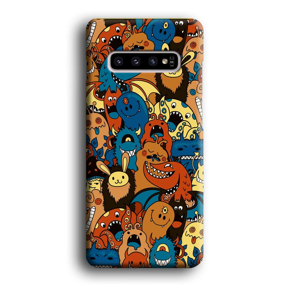 Doodle Monsters Take a Rest With Smile Samsung Galaxy S10 Plus Case-Oxvistore