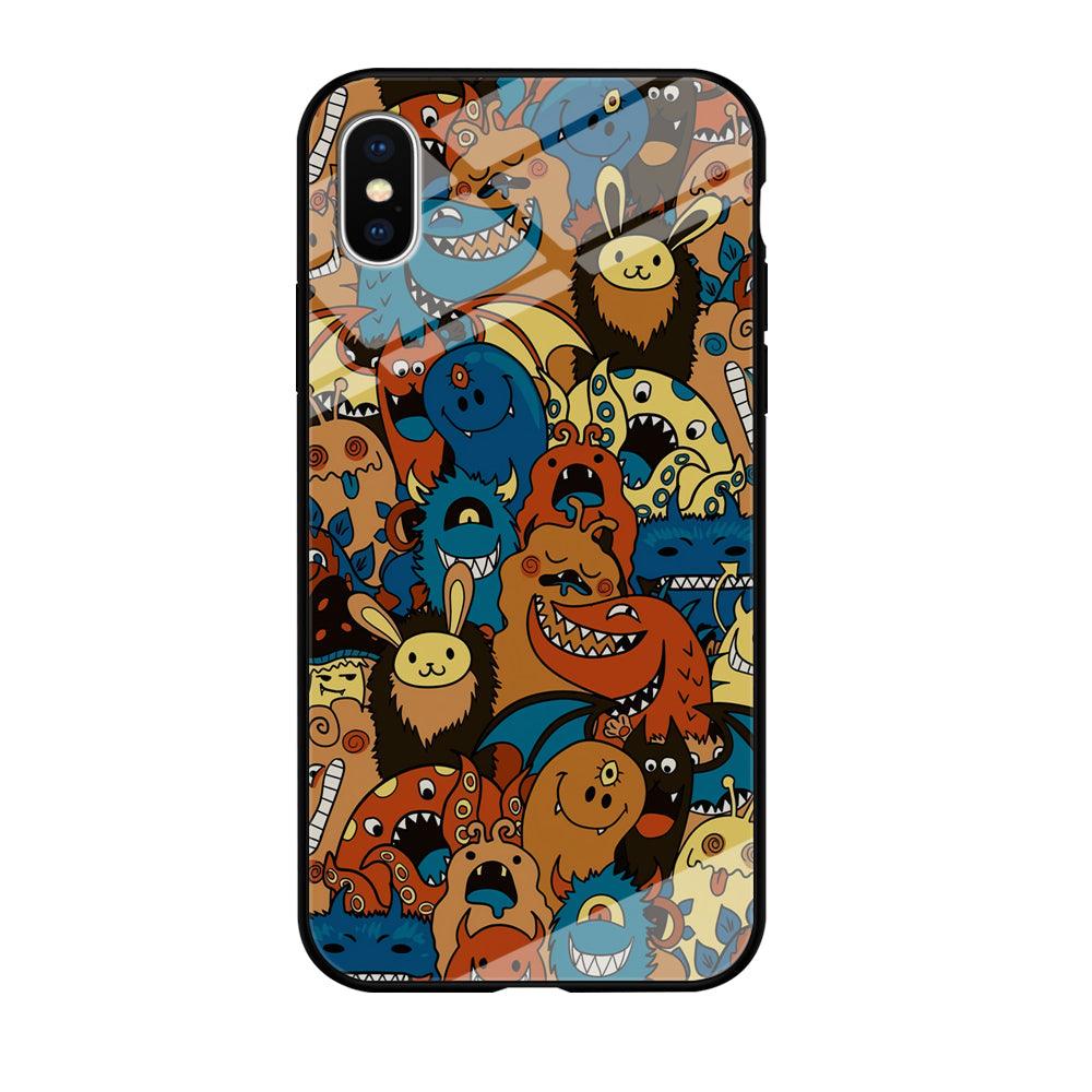 Doodle Monsters Take a Rest With Smile iPhone X Case-Oxvistore