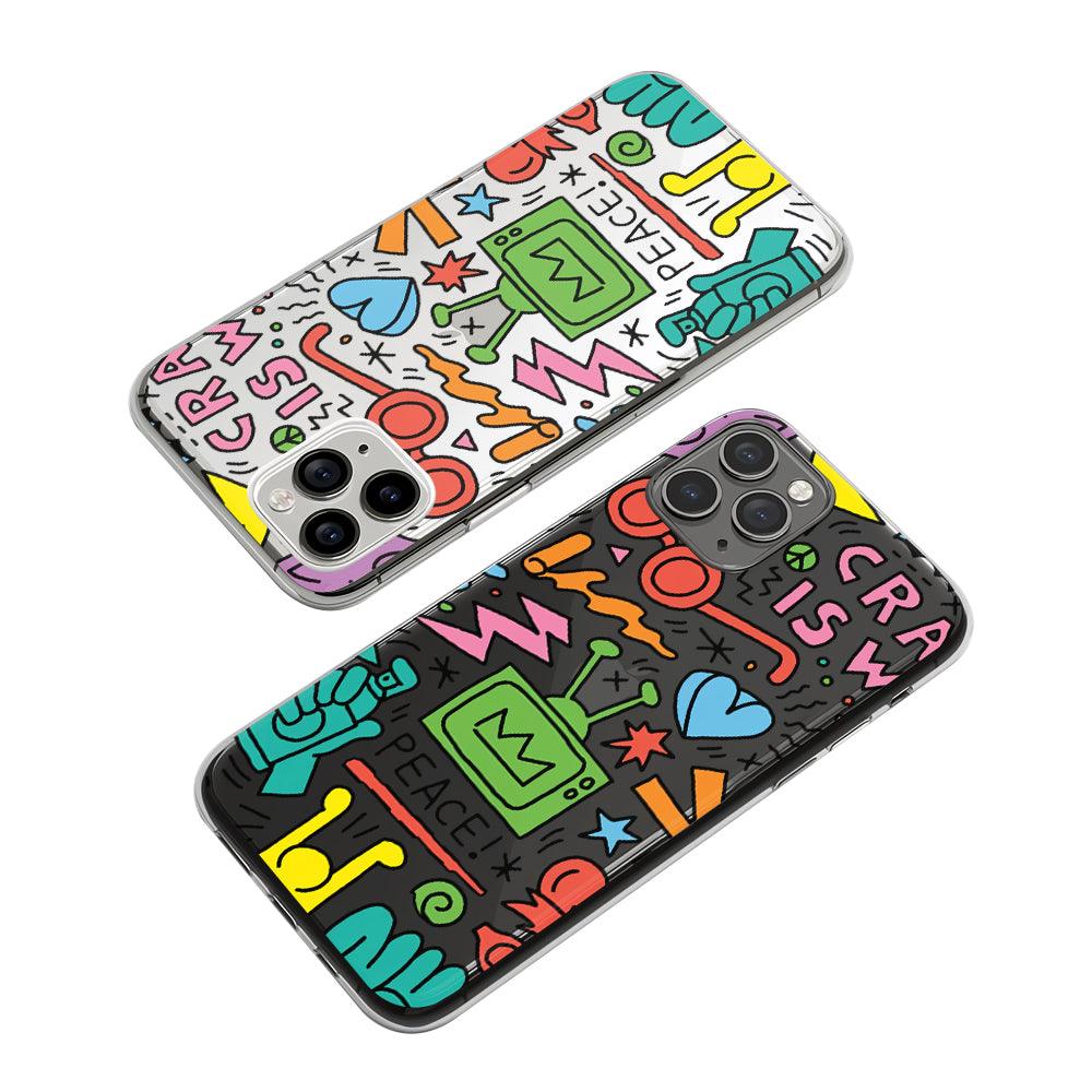 Doodle Peace Campaign Clear Soft Case-Oxvistore