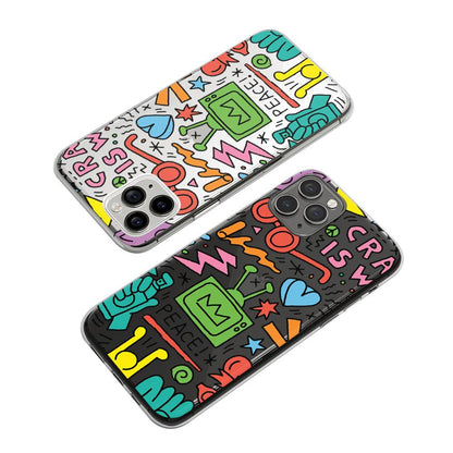 Doodle Peace Campaign Clear Soft Case-Oxvistore