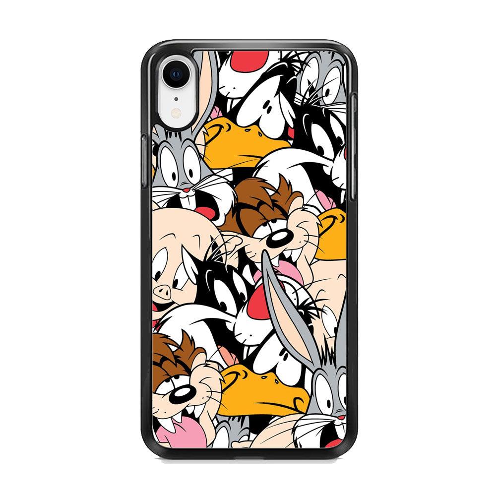 Doodle Looney Tunes Stars iPhone XR Case-Rubber Black (2D Case)-Oxvistore