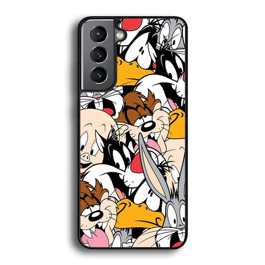 Doodle Looney Tunes Stars Samsung Galaxy S24 Plus Case-Rubber Black (2D Case)-Oxvistore